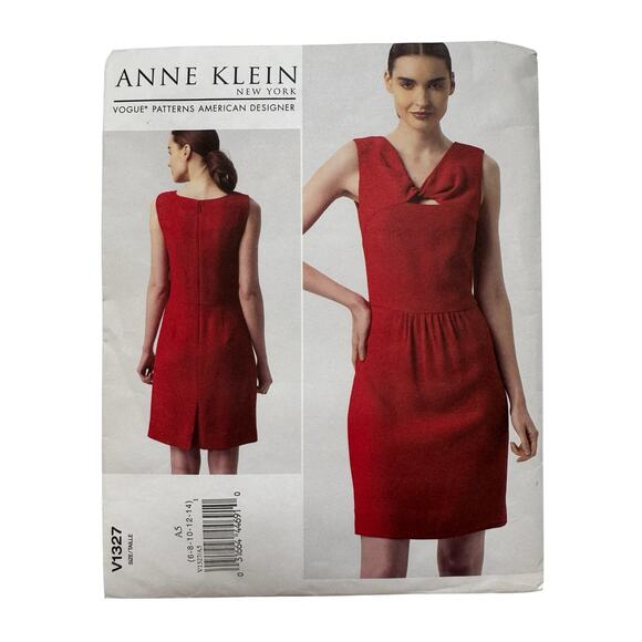 VOGUE Anne Klein Twist Front Pleated Dress Pattern V1327 Size A5 Uncut Career - Picture 1 of 5
